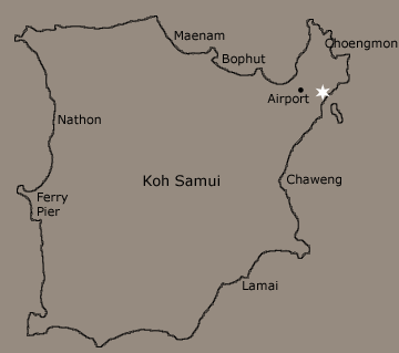 Location map of Baan Chom Pha- luxury private villa vacation rental on Koh Samui, Thailand, by Samui Holiday Homes