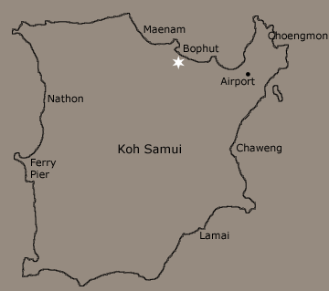 Location map of Villa Kya- luxury private villa vacation rental on Koh Samui, Thailand, by Samui Holiday Homes