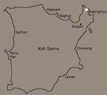 Location map of Villa Hin Sai- private villa for holiday rental on Koh Samui, Thailand, by Samui Holiday Homes